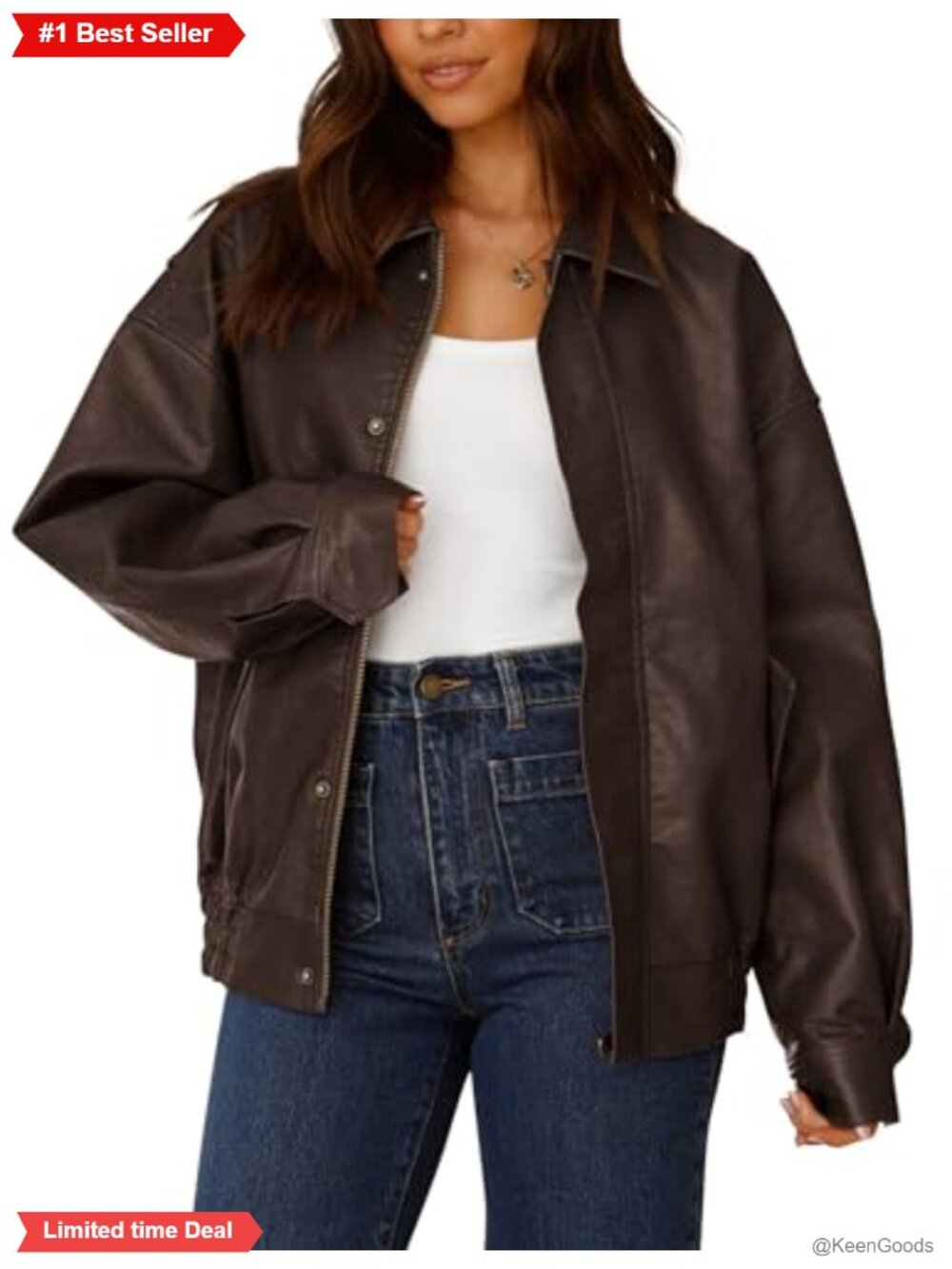Faux Leather Motorcycle Biker Jacket Zip Up Moto Coat
